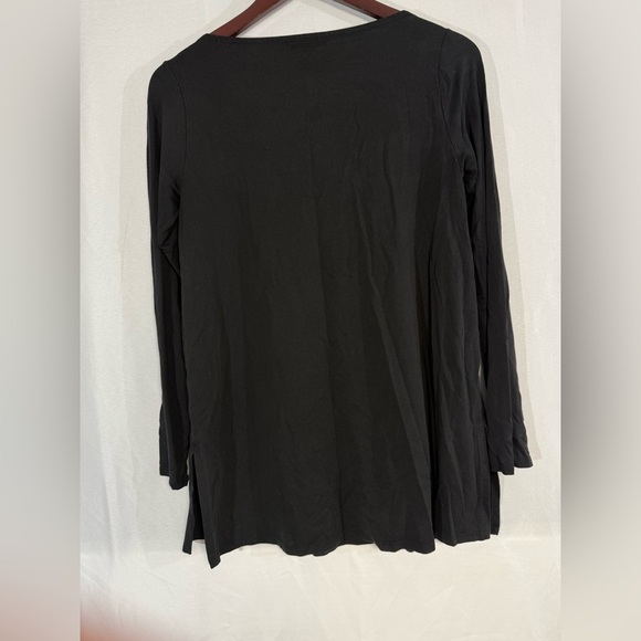Eileen Fisher Black Long Sleeve Shirt XS Stretch sustainable fashion Layering - Picture 3 of 5